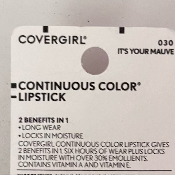COVERGIRL Continuous Color Lipstick, 30 It's Your Mauve, 0.13 oz NEW - Picture 8 of 11